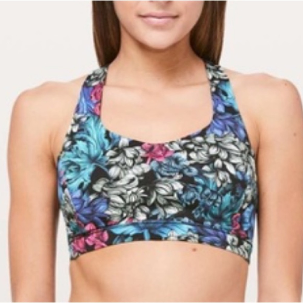 Lululemon free to be serene bra nocturnal floral blue pink‎